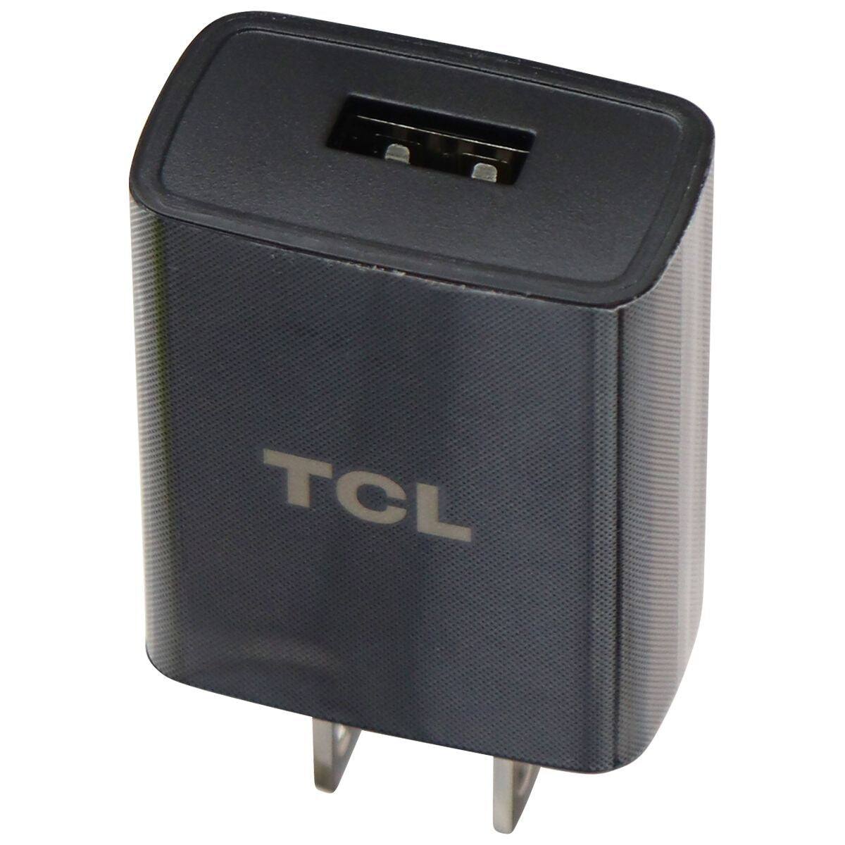 Angle. TCL - (5V/1A) Single USB Port Wall Charger Travel Adapter - UC11US - Black.