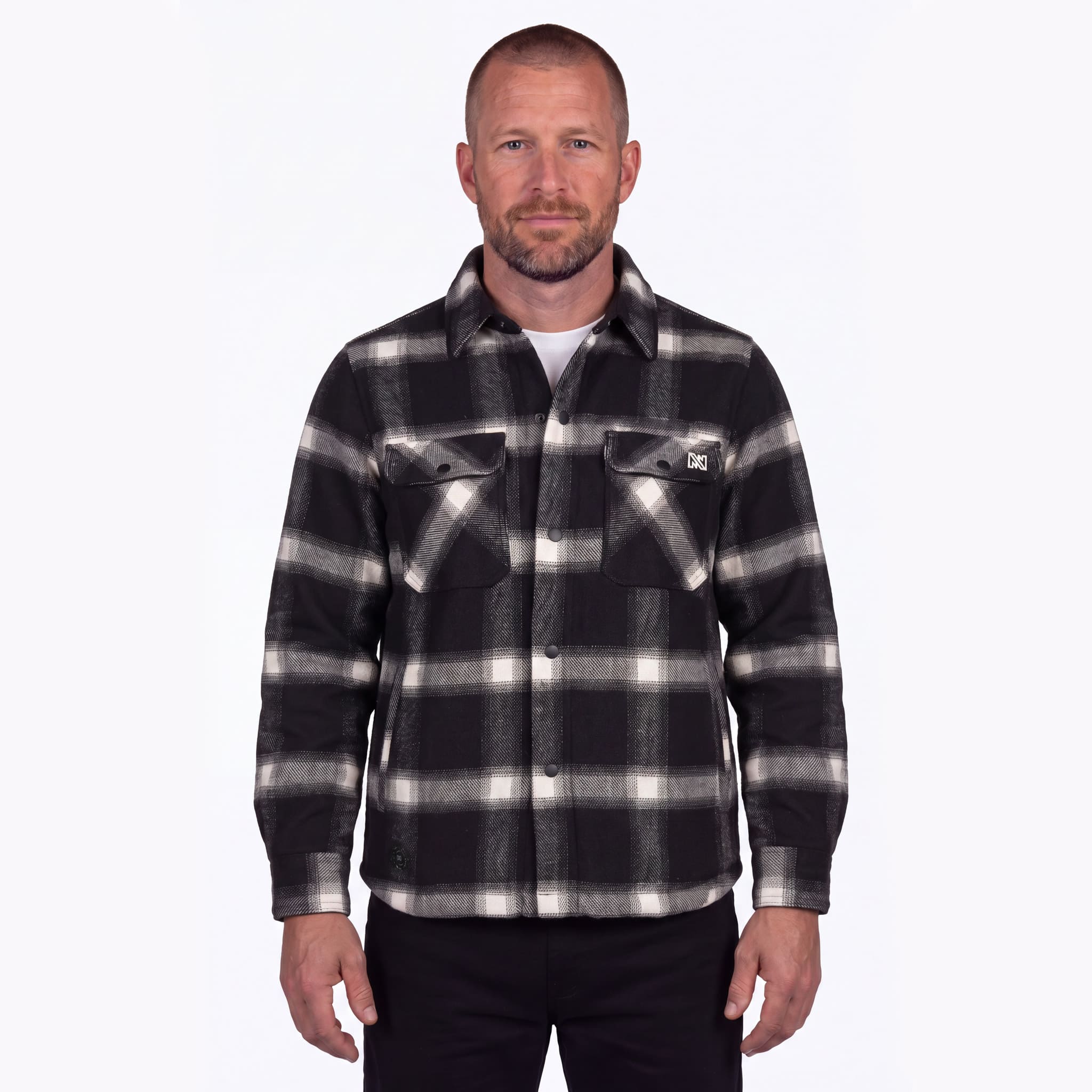 Mobile Warming - Men's Kodiak Plaid Heated Jacket - Black and White