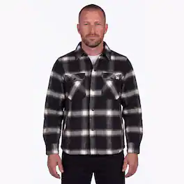 Mobile Warming - App Controlled Men's Kodiak Plaid Heated Jacket - Black and White