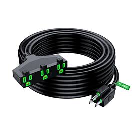 Maximm - Extension Cord 50 Feet, SJTW Extension Cord with Multiple Outlets, 14 Gauge ETL Listed - Black