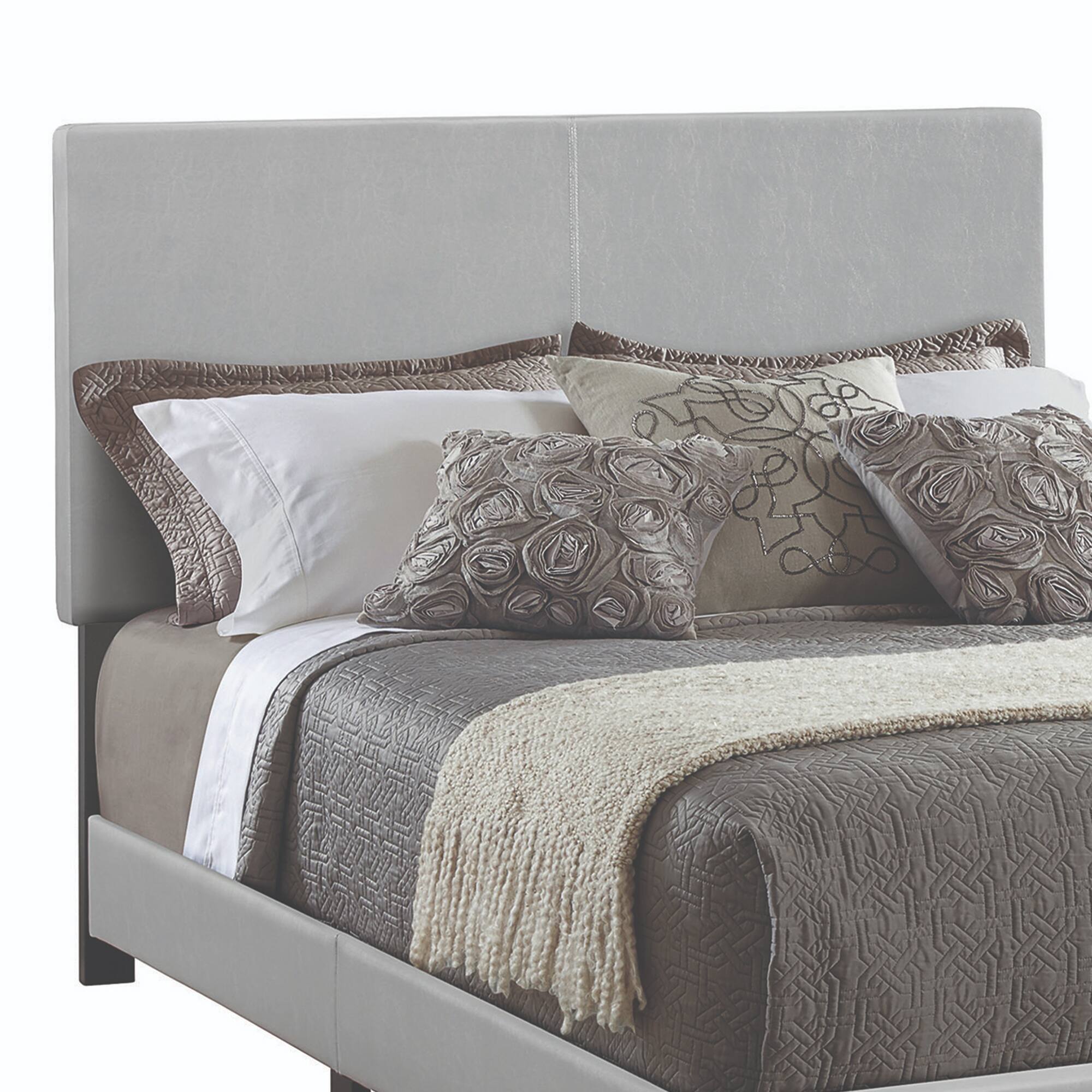 Alt View 1. Manhattan Lane - Leather Upholstered Full Size Platform Bed - Gray.