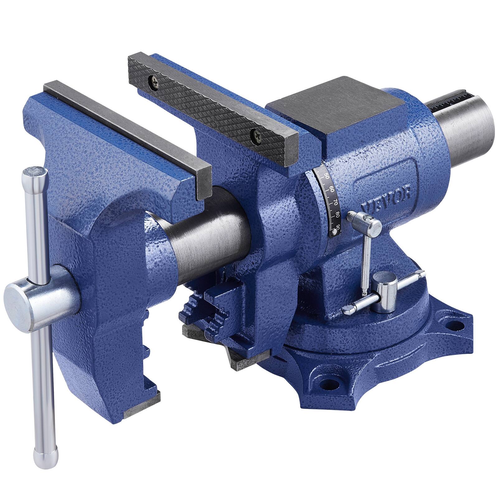 Alt View 5. VEVOR - Heavy Duty Bench Vise, 6-1/2" Jaw Width, 5" Max Jaw Opening Multi-Purpose Ductile Iron Bench Vise with Anvil - Blue.