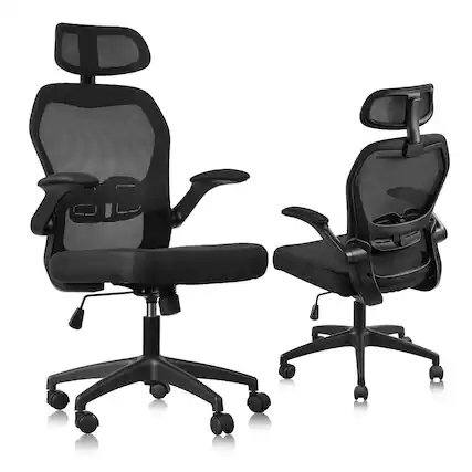 Front. Sugift - Ergonomic Mesh Office Chair with Lumbar Support and Rocking Function - Black.