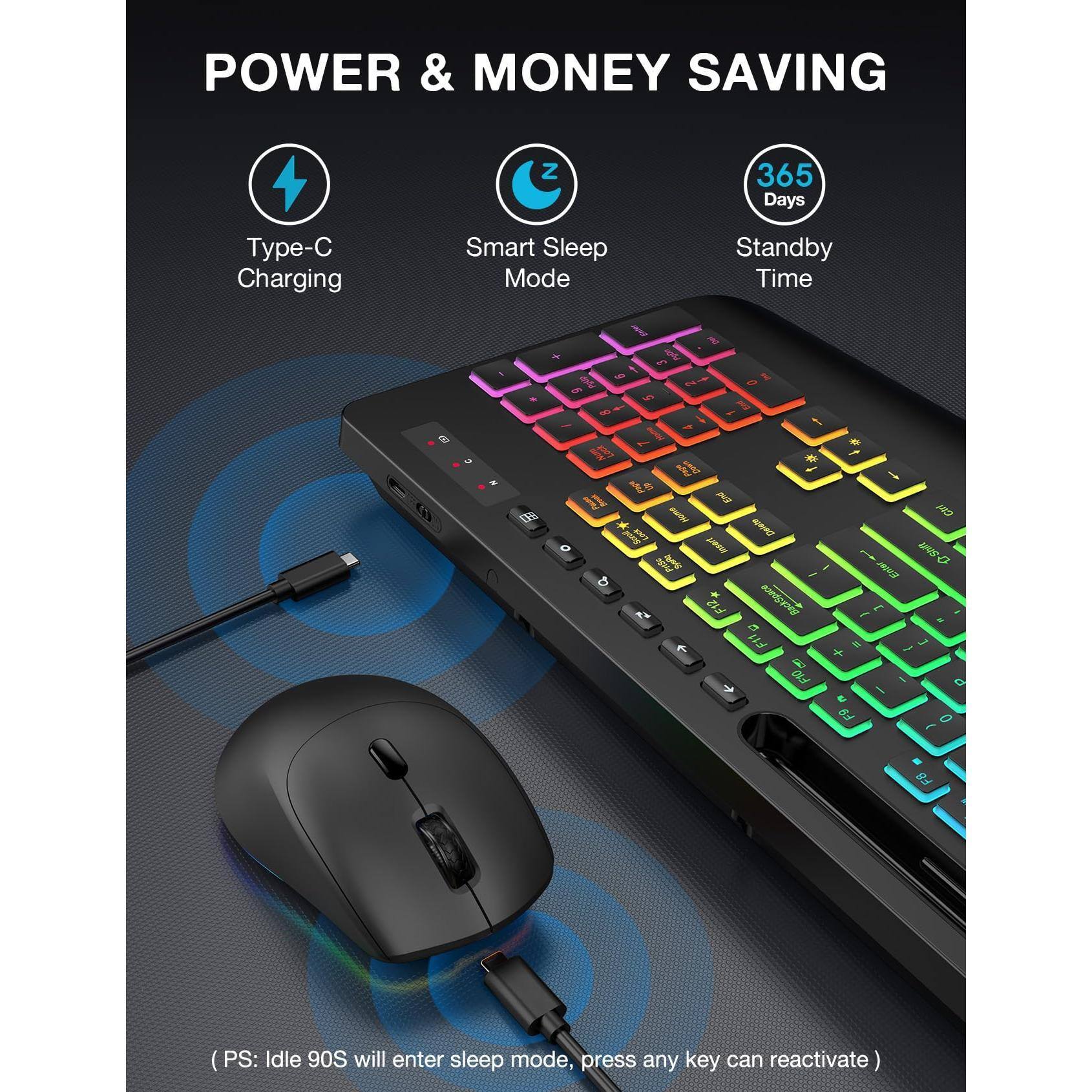 POWER & MONEY SAVING

- Type-C Charging
- Smart Sleep Mode
- 365 Days Standby Time

(PS: Idle 90S will enter sleep mode, press any key can reactivate)