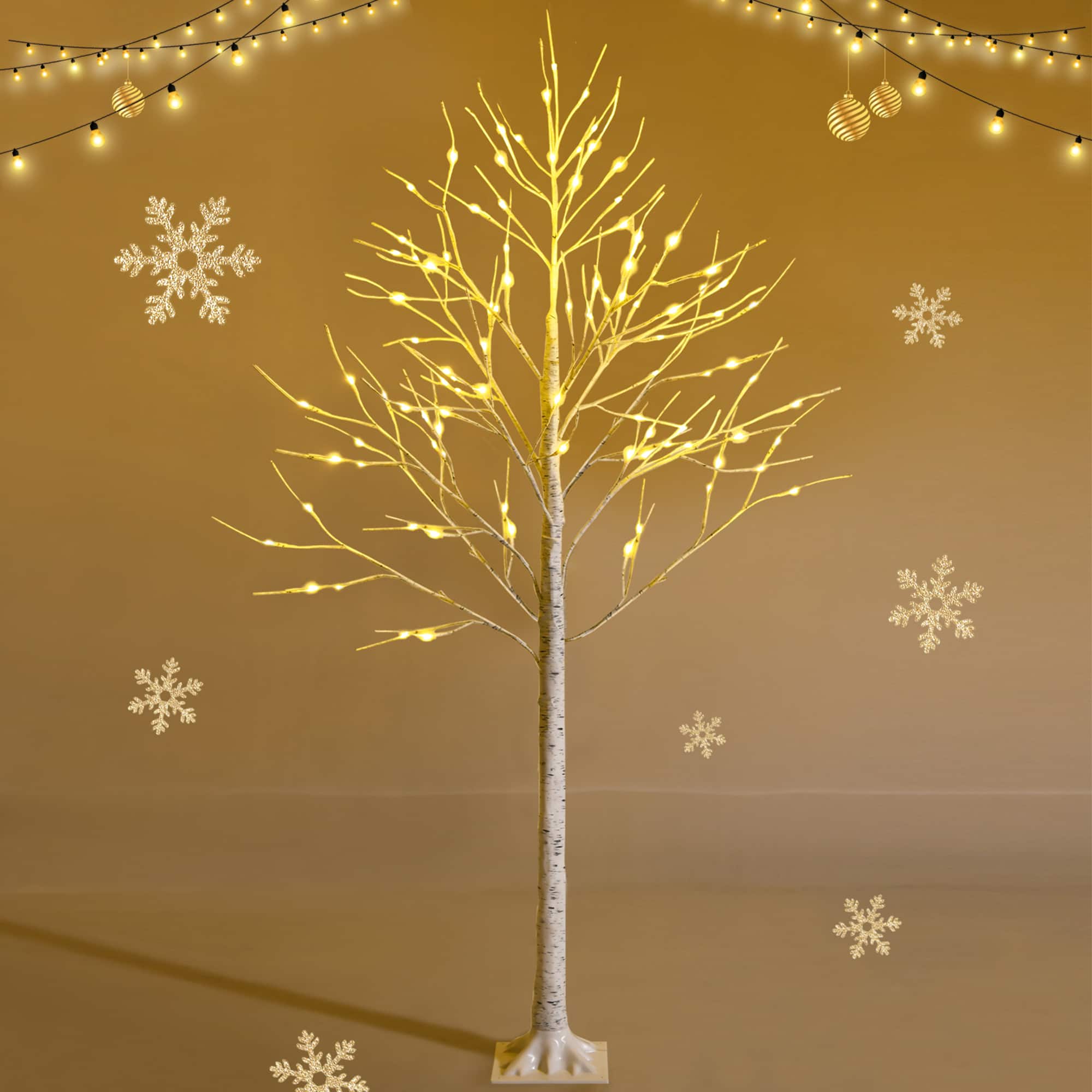 Gymax - 6 FT Pre-lit Birch Tree Artificial Twig Birch Tree Christmas Decor - White price history on PriceWatchPro