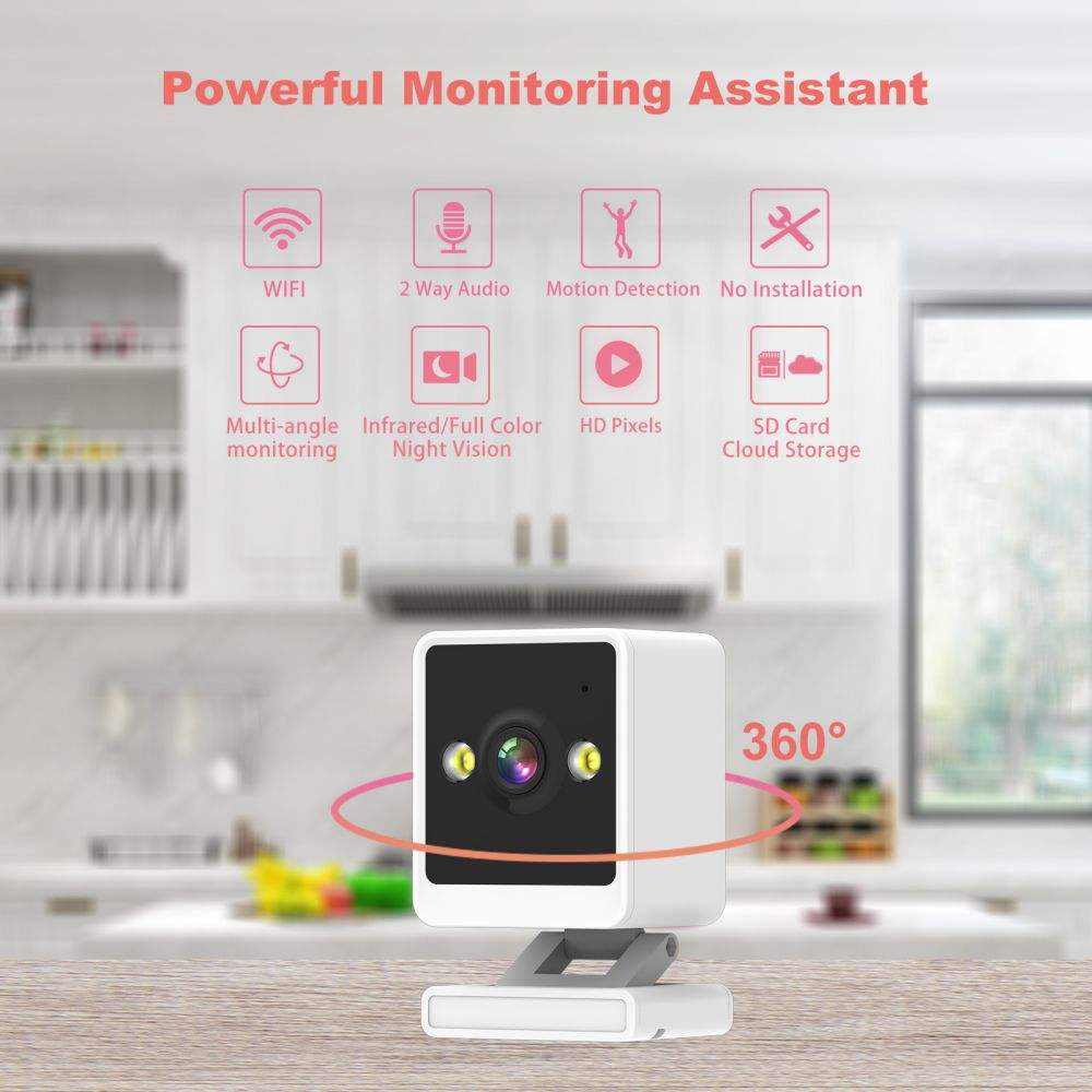 Powerful Monitoring Assistant

- WIFI
- 2 Way Audio
- Motion Detection
- No Installation
- Multi-angle monitoring
- Infrared/Full Color Night Vision
- HD Pixels
- SD Card Cloud Storage

360°