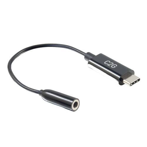 C2G - Refurbished Excellent - 757120544265 USB C to AUX Adapter - 3.5 Millimeter - USB C to Headphone Jack - First End: 1x Mini-Phone Stereo A - Black