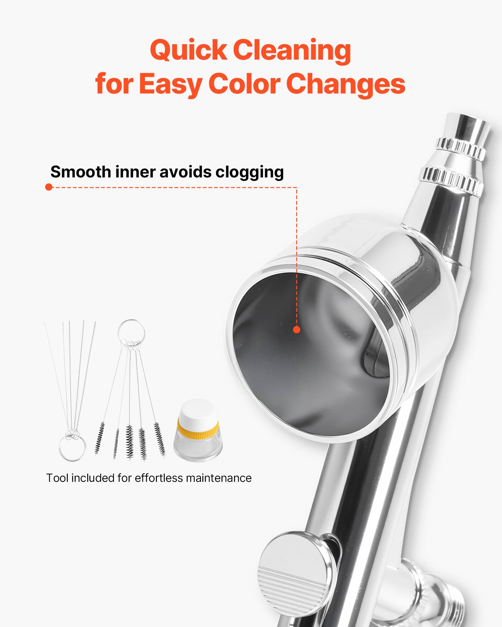 Quick Cleaning for Easy Color Changes

- Smooth inner avoids clogging
- Tool included for effortless maintenance