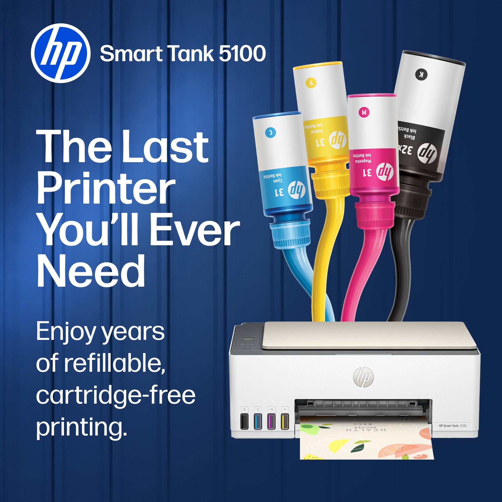 hp Smart Tank 5100

The Last Printer You'll Ever Need

Enjoy years of refillable, cartridge-free printing.