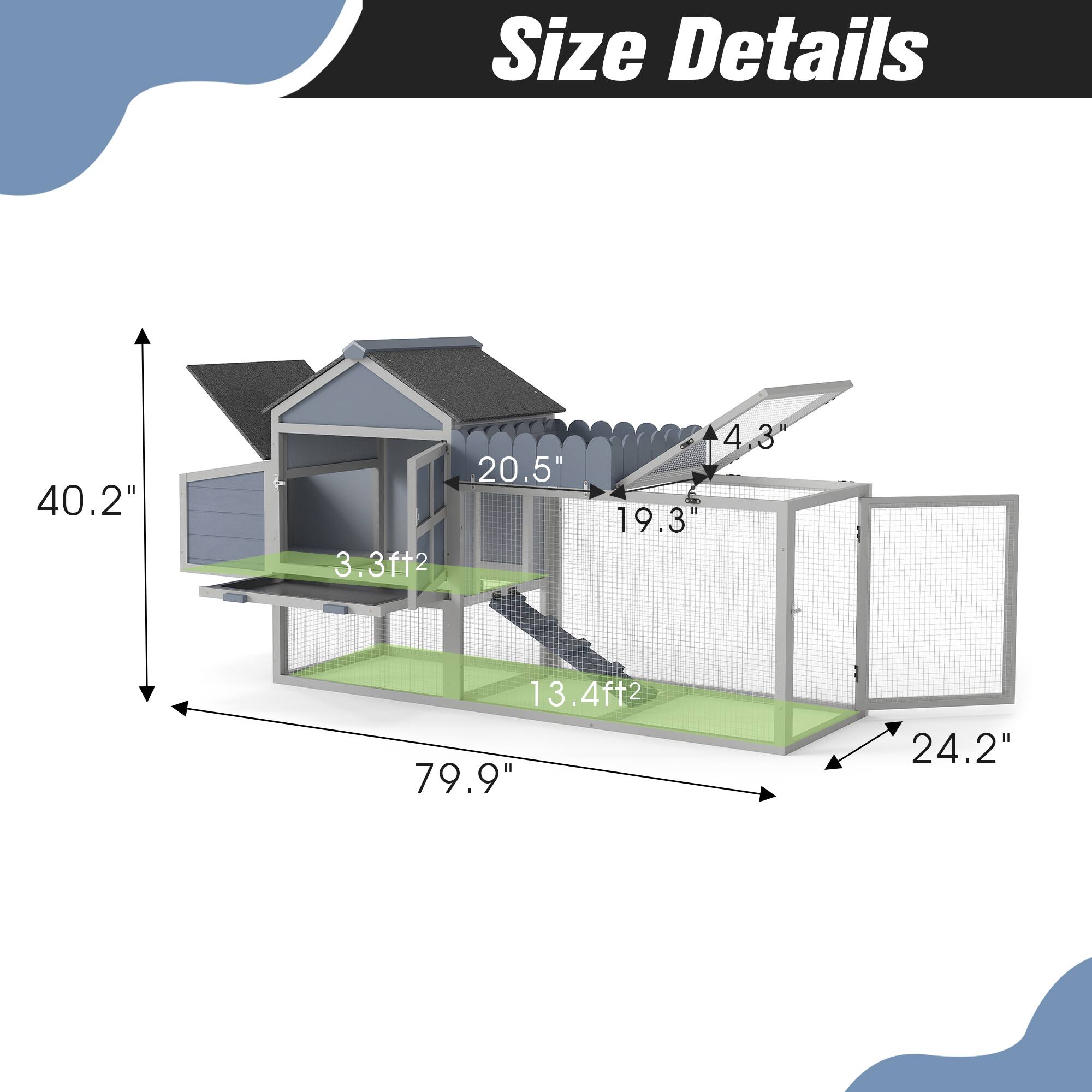 Size Details

- 40.2"
- 20.5"
- 3.3ft²
- 19.3"
- 4.3"
- 13.4ft²
- 79.9"
- 24.2"