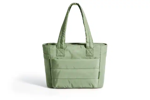 Front. Bagsmart - Puffer 8.3L Small Tote, Lightweight Water-Resistant Tote with 13.1" Laptop Compartment for Daily Commute - Sage Green.