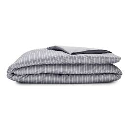 Sleepgram - Supima 400 Thread Count Cotton Duvet Cover with Travel Bag, Twin, Grey - Grey Stripe