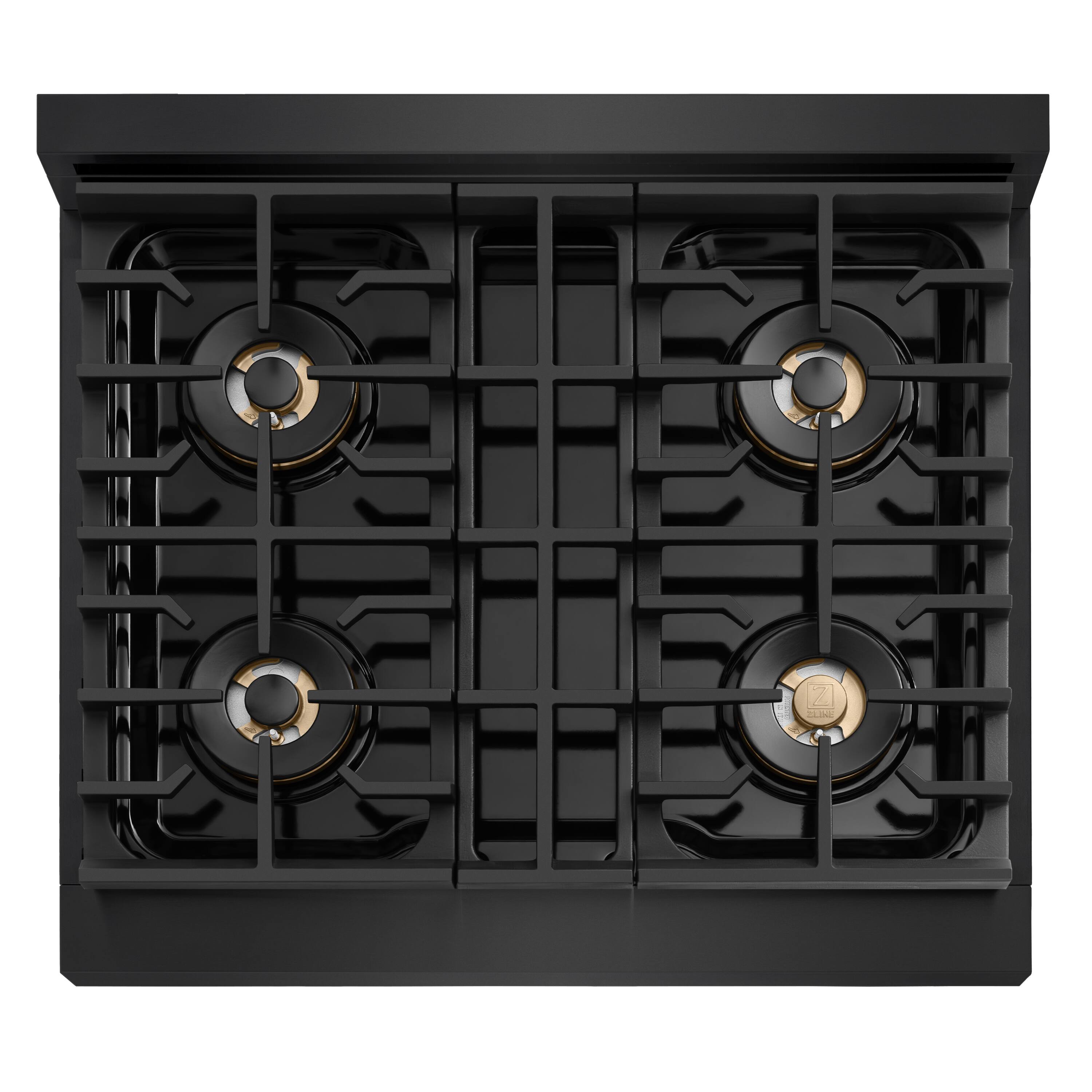 Alt View 8. ZLINE - Autograph 30 in. 4.2 cu. ft. Marino Freestanding Manual Clean Gas Range with DuoPro Cooktop with Gold Accents - Black Stainless Steel.