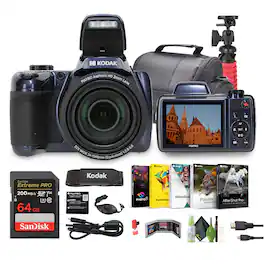 Kodak - PIXPRO Astro Zoom AZ528 16MP Digital Camera + 64GB Memory Card + More - Blue