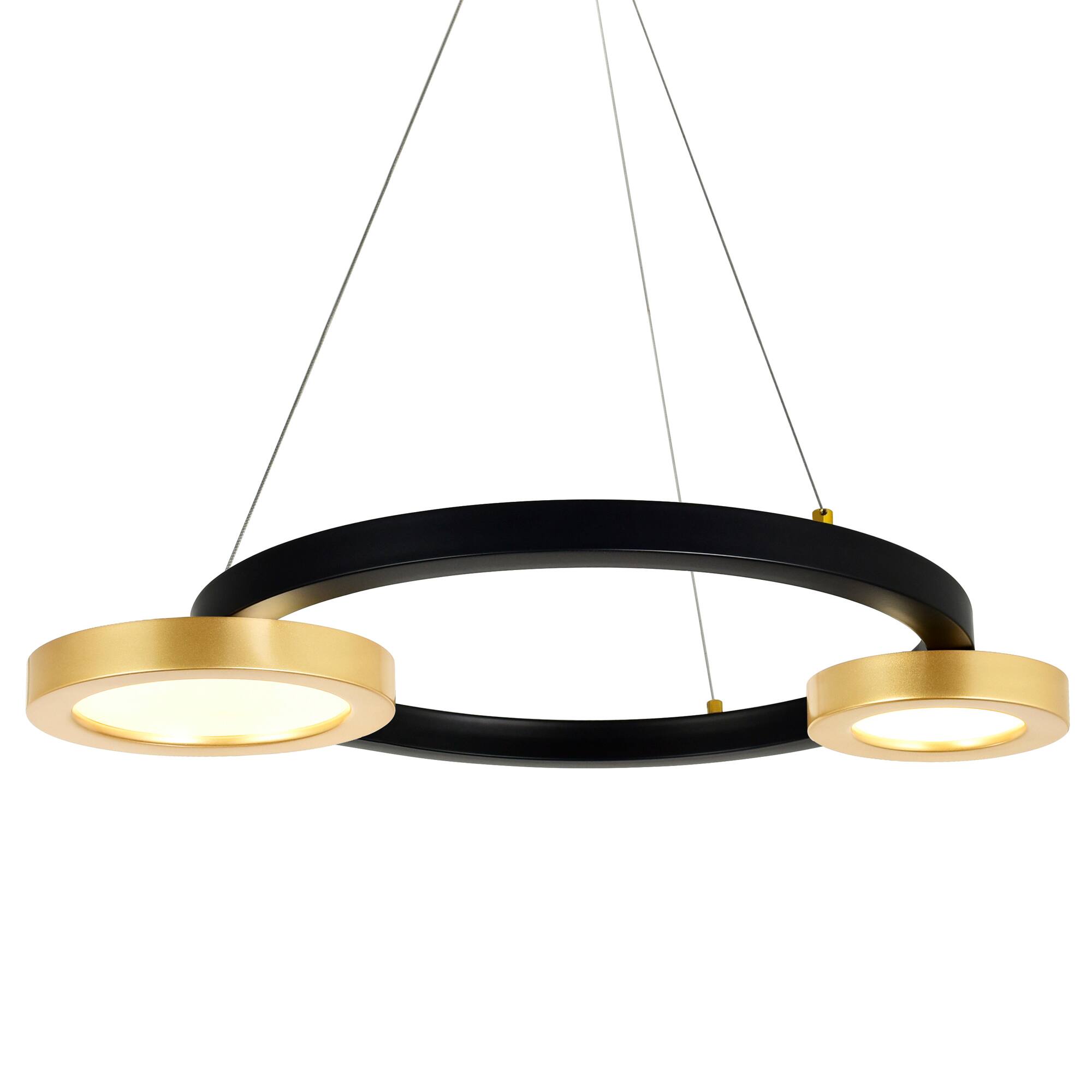 Angle. CWI Lighting - Deux Lunes LED Chandelier With Sun Gold & Black Finish - Sun Gold & Black.