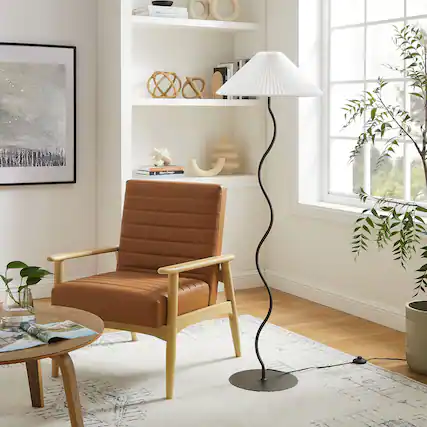 Front. Modway - Wave Squiggle Floor Lamp by Modway - Black.