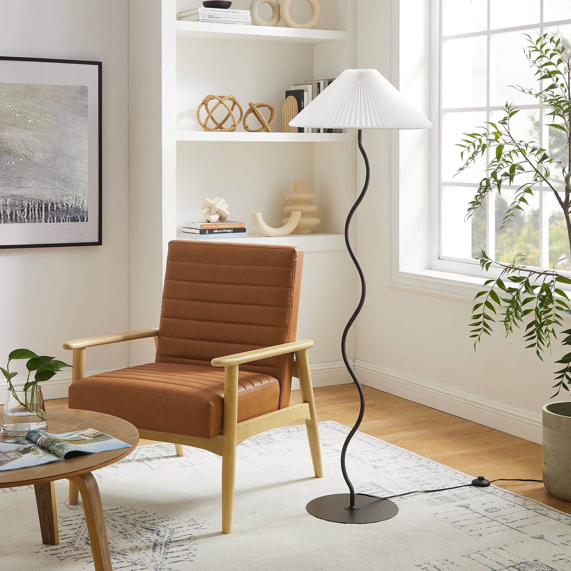 Front. Modway - Wave Squiggle Floor Lamp by Modway - Black.
