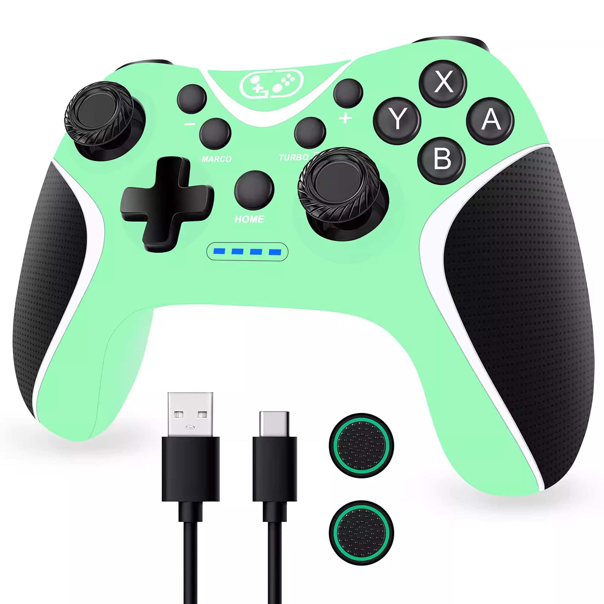 YONWAY - Wireless Switch Controller Compatible with Switch/Lite/OLED, PC, Android with Vibrating, Turbo and 6- Axis Gyro Sensor - Green