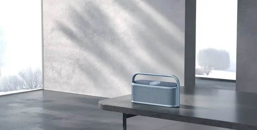 Alt View 6. Soundcore - by Anker Motion X600 Hi-Res Spatial Audio IPX7 Waterproof Portable Bluetooth Speaker with Aux-In and Rugged Metal Design - Blue.