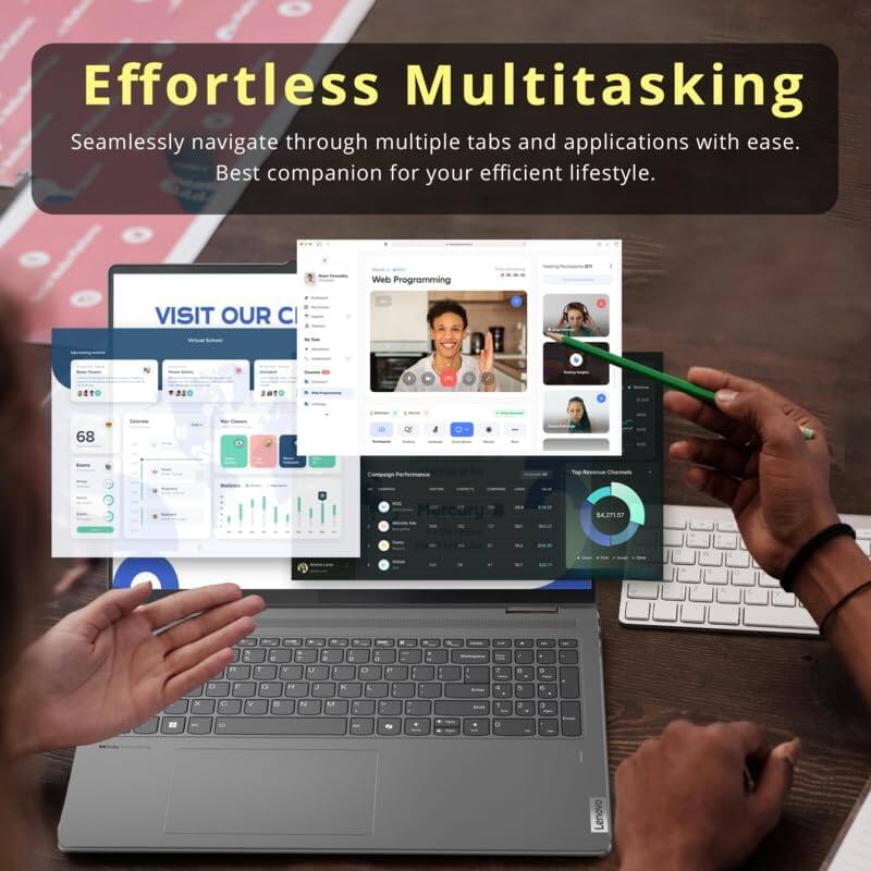 Effortless Multitasking  
Seamlessly navigate through multiple tabs and applications with ease.  
Best companion for your efficient lifestyle.  

Web Programming  
VISIT OUR C...  
20 T 68 SAmSr " . - - P u . . O e F - * - - a D . a . . x V . t a . - . - D Lenovo