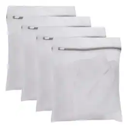 Unique Bargains - 4pcs Mesh Laundry Bags with Zipper Fine Net for Delicates 8x12 Inch for Travel Clothes, Bathroom, Dorm and Bras Socks - Gray