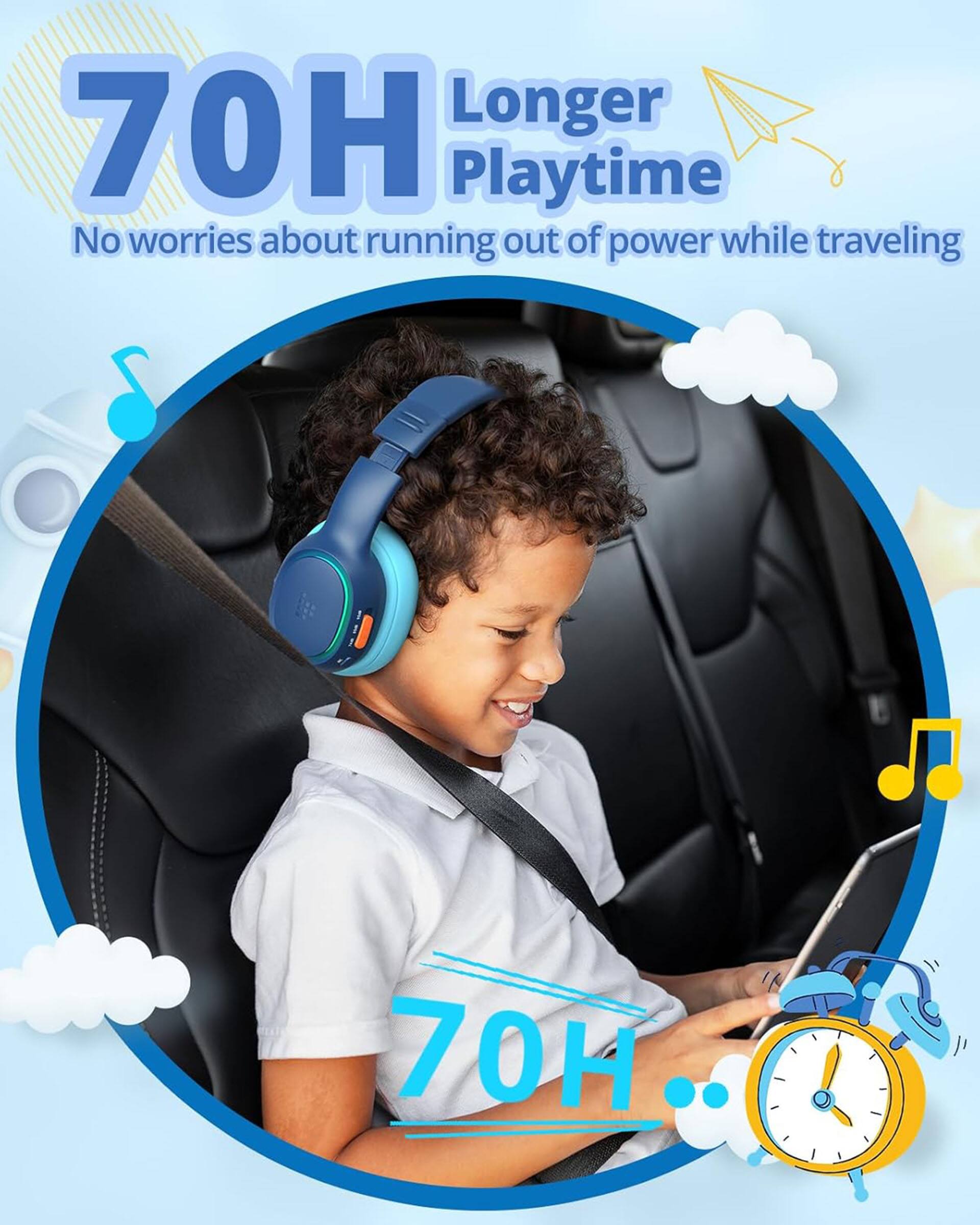 70H Longer Playtime No worries about running out of power while traveling.