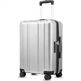 LUGGEX - 20 Inch Carry On Luggag Airline Approved, 100% PC Hard Shell Travel Suitcase with Smooth Spinner Wheels - LX-EX - Silver