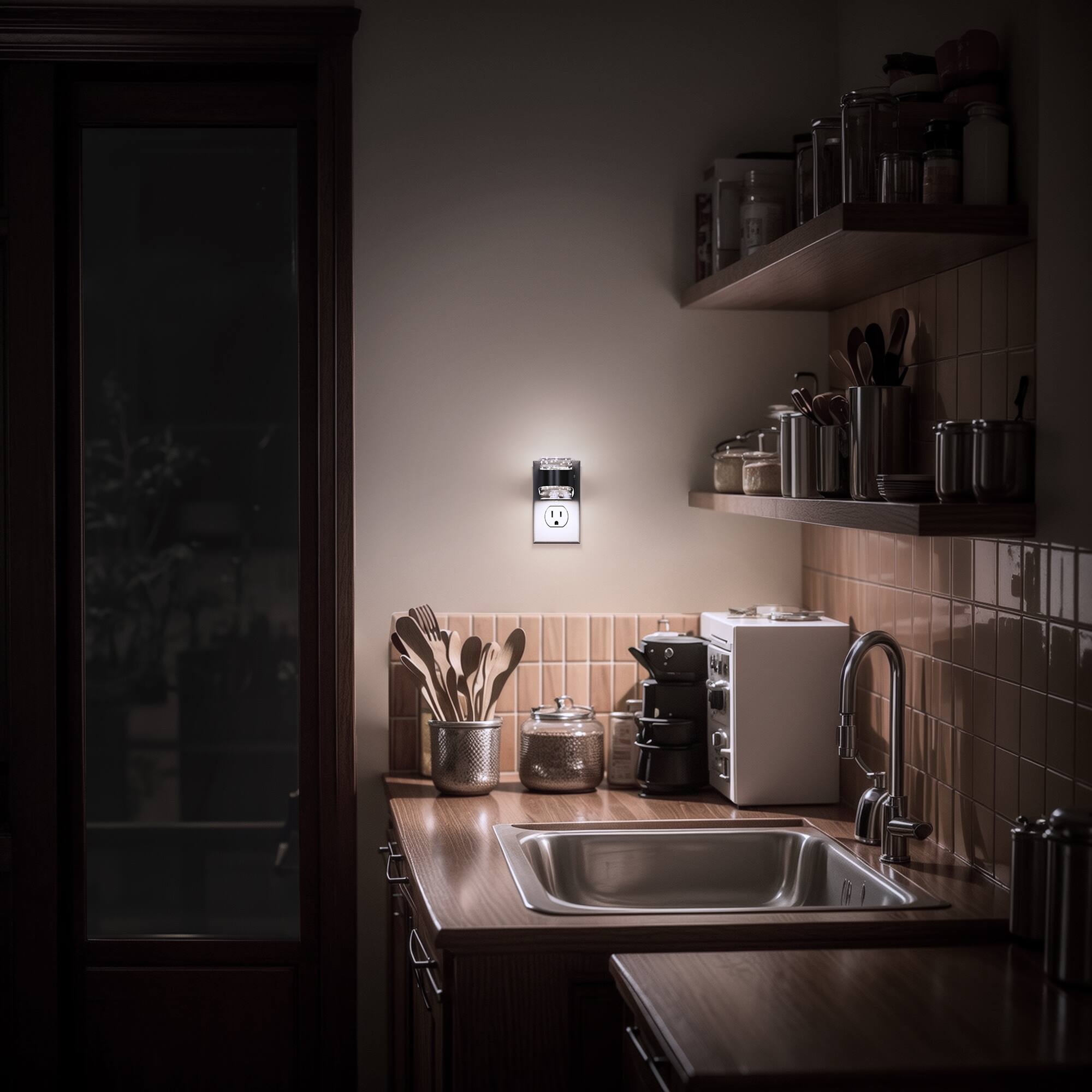 Alt View 3. Jandcase - JANDCASE 2-Pack 1W Plug-in Night Light, 3CCT Color Selectable 3-Step Dimming, Color Memory, Dusk-to-Dawn - Black.