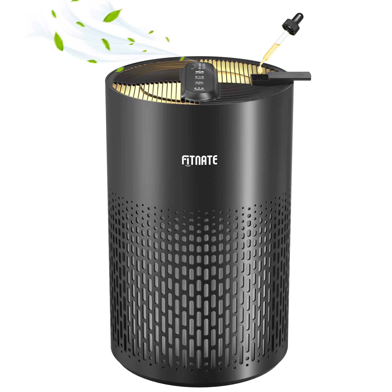 Fitnate - Air Purifier with True HEPA Filter for Home Bedroom - Black