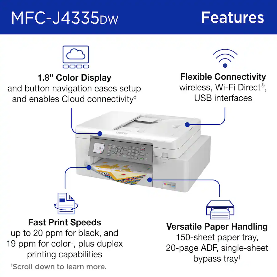 Brother INKvestment MFC J4335DW Wireless All in One Inkjet Printer with ...