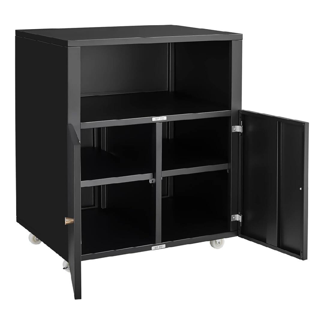 Left. GARVEE - Printer Stand with Storage, Copier Printer Cabinet with 2 Doors Mobile Metal File Cabinet - Black.