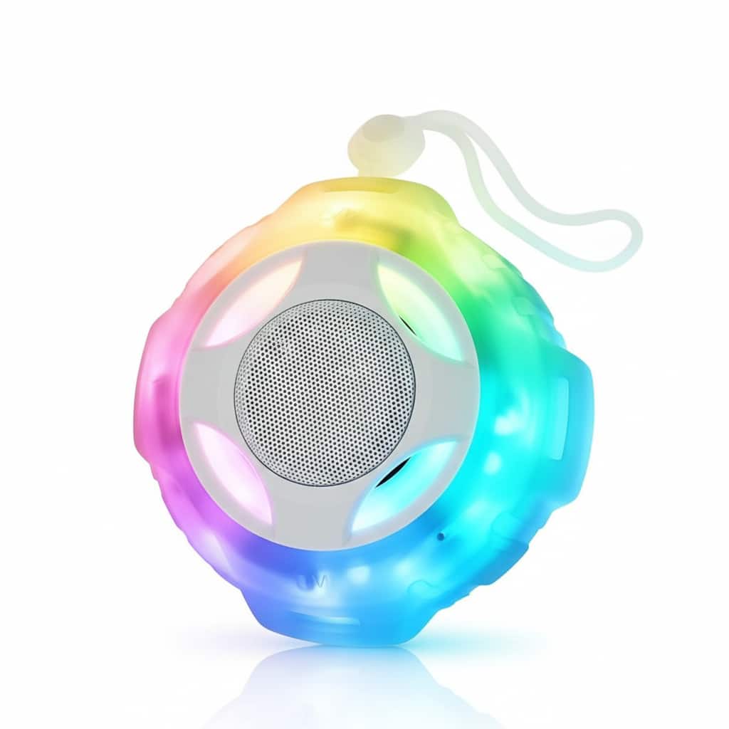 Dazzed Corner - IPX7 Waterproof Shower Bluetooth Speaker, Floating, LED Light - Crystal