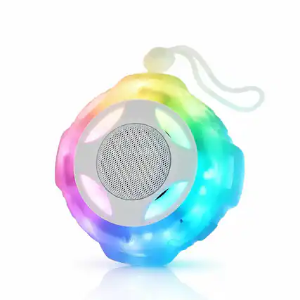 Front. Dazzed Corner - IPX7 Waterproof Shower Bluetooth Speaker, Floating, LED Light - Crystal.