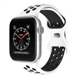 StrapsCo - ColorBlock Active Strap Silicone Rubber Watch Band For Apple Watch - 44mm/45mm/46mm/49mm/Ultra (Medium-Long) - White & Black