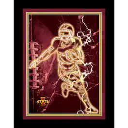 Fan Creations - Iowa State Cyclones 12'' x 16'' Framed Neon Player Print - Black