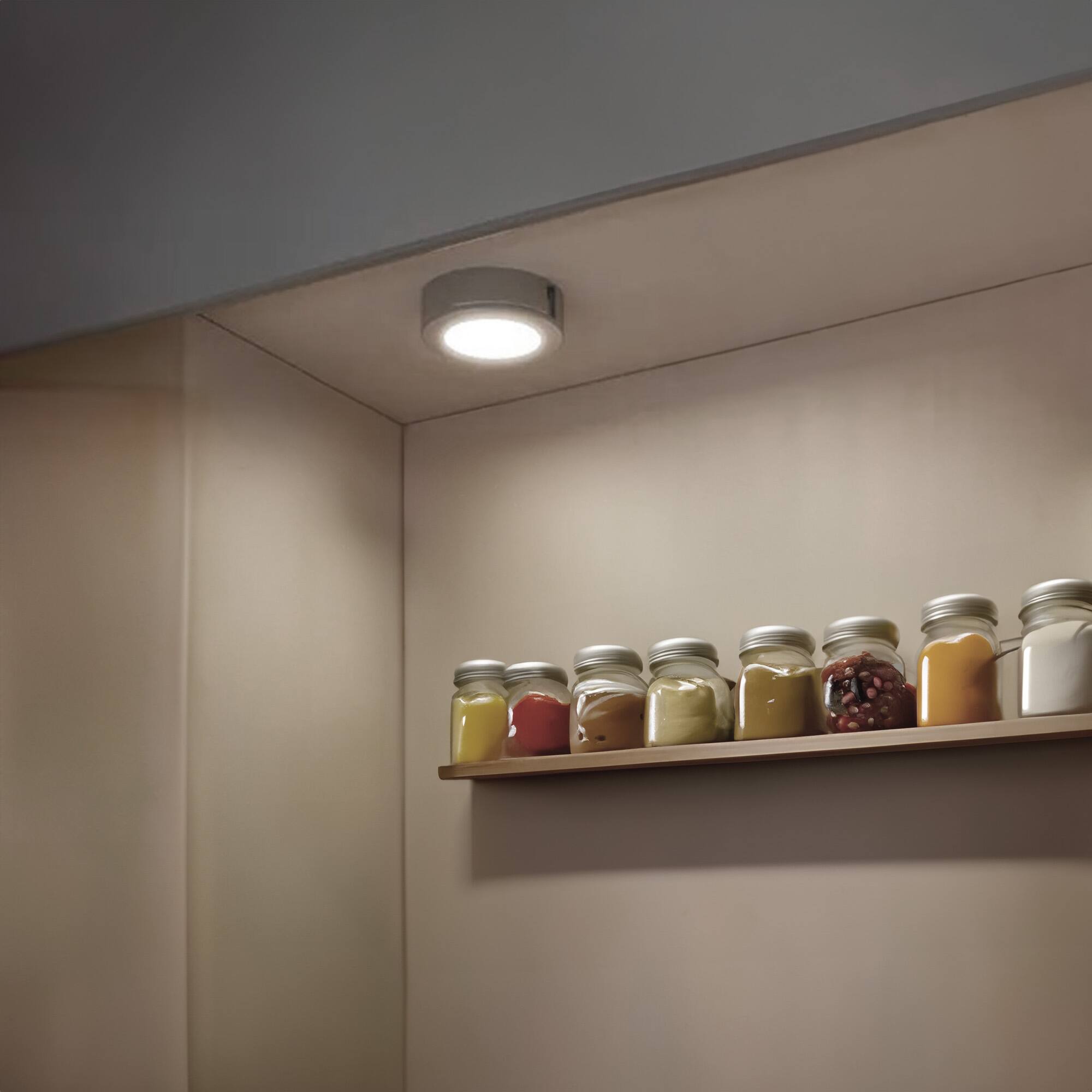 Alt View 2. GE - GE Dimmable Modern Corded Electric Plastic LED Puck Lights, Set of 5, Silver.