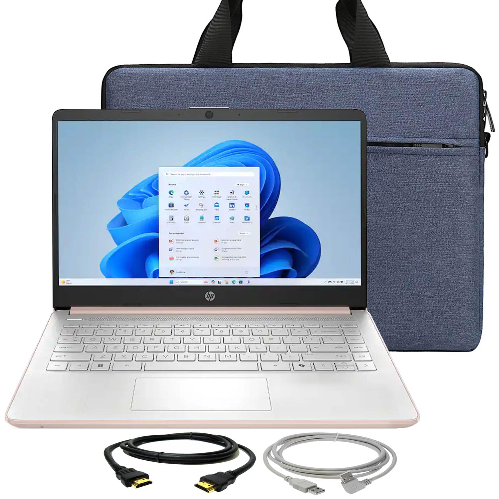 HP - 14" Laptop Intel Celeron N4500, 4GB Memory, 64GB eMMC Rose Gold + Bag, Cables - Pale Rose Gold