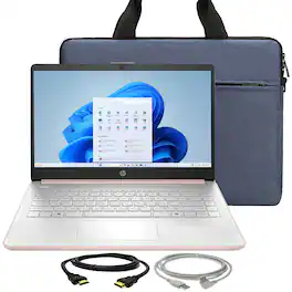 HP - 14" Laptop Intel Celeron N4500, 4GB Memory, 64GB eMMC Rose Gold + Bag, Cables - Pale Rose Gold