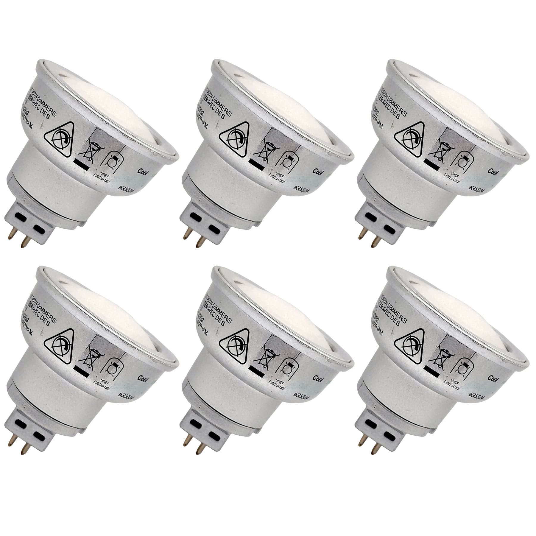 VIRIBRIGHT - 35-Watt EQ 4.2W MR16 GU5.3 Non-Dimmable LED Reflector Light Bulb, 4000K (6-Pack) - White