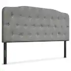 Front. Costway - Costway Queen Upholstered Headboard Adjust Button Tufted Faux Linen - Light Grey.
