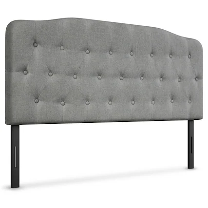 Front. Costway - Costway Queen Upholstered Headboard Adjust Button Tufted Faux Linen - Light Grey.