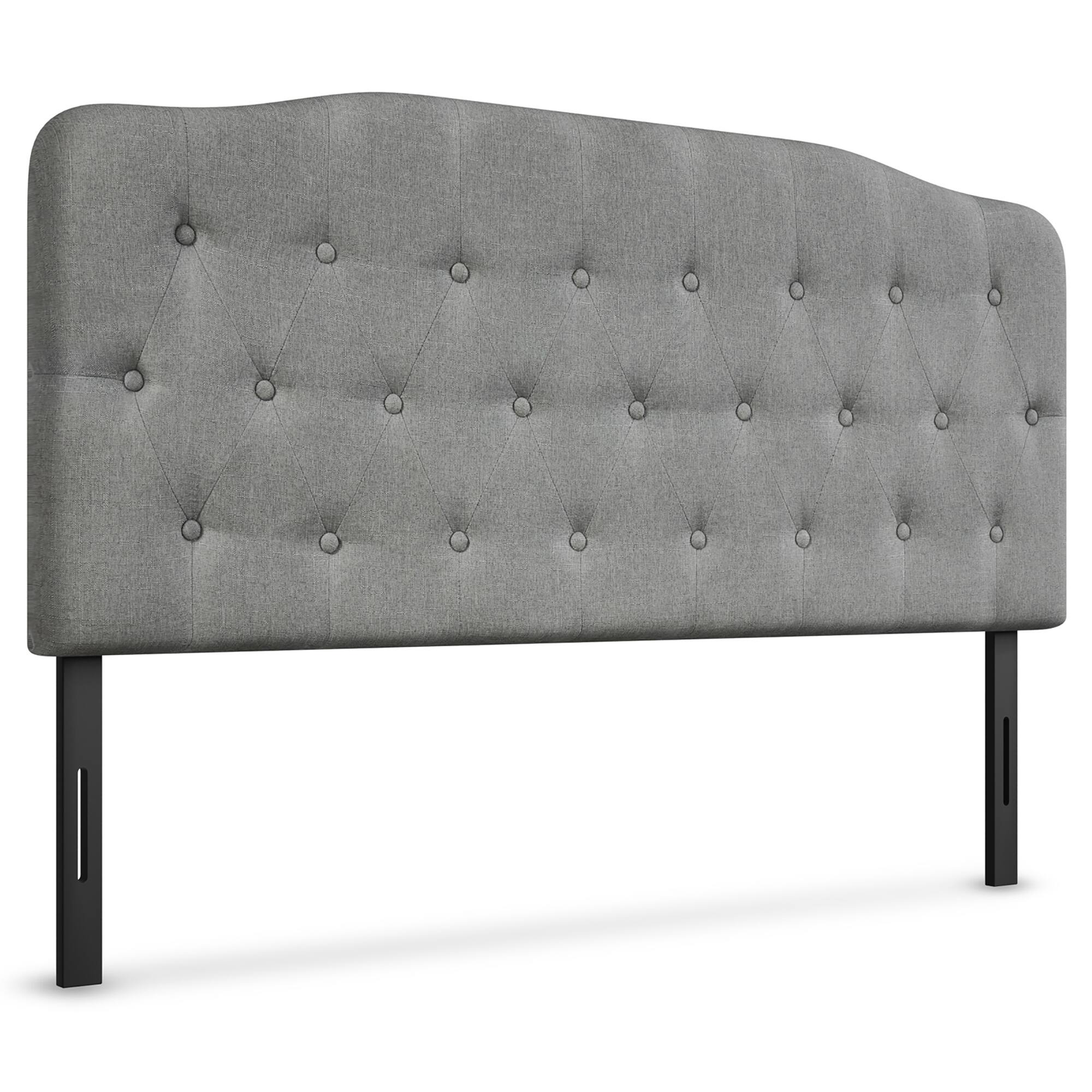 Front. Costway - Costway Queen Upholstered Headboard Adjust Button Tufted Faux Linen - Light Grey.