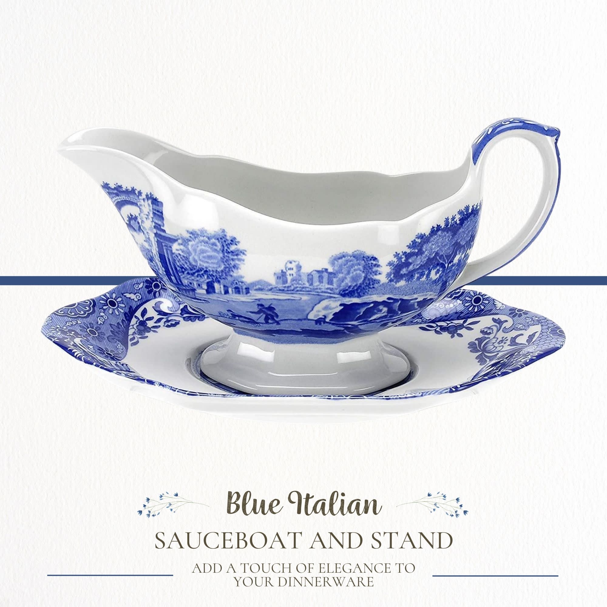 Blue Italian SAUCEBOAT AND STAND  
ADD A TOUCH OF ELEGANCE TO YOUR DINNERWARE