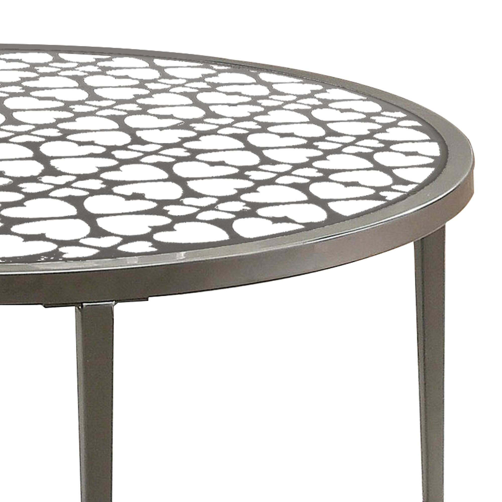 Alt View 3. Manhattan Lane - Round Glass Top Coffee Table with X Support Metal Base - Silver.