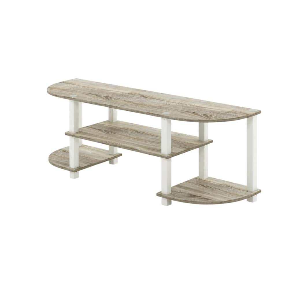 FurniFact - Wood TV Stand with Sonoma Oak/White Finish for Entertainment Center - Bige White