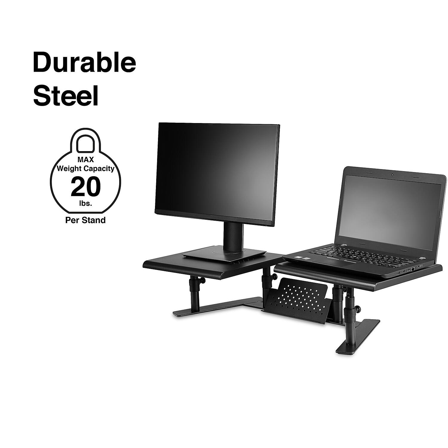 Durable Steel  
MAX Weight Capacity 20 lbs. Per Stand