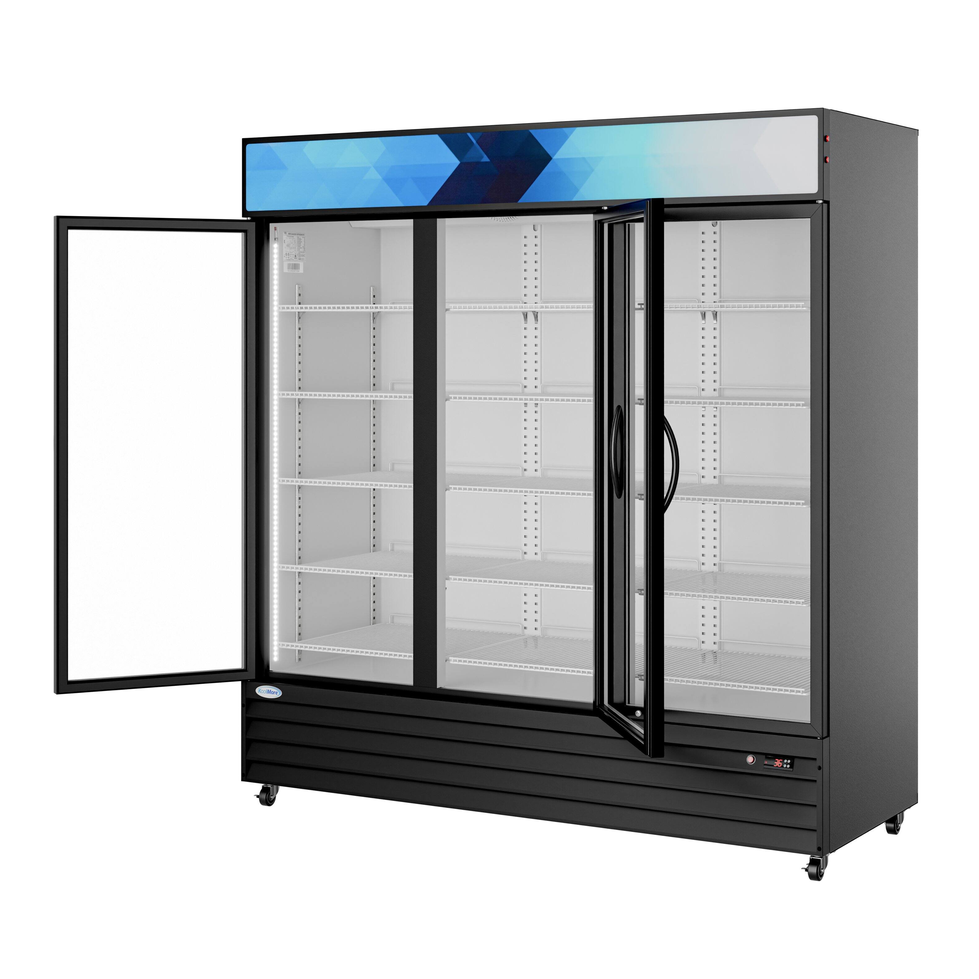 Alt View 3. Koolmore - 71 in. Three-Door Merchandiser Refrigerator - 56 Cu Ft. MDR-3GD-63C - Black.