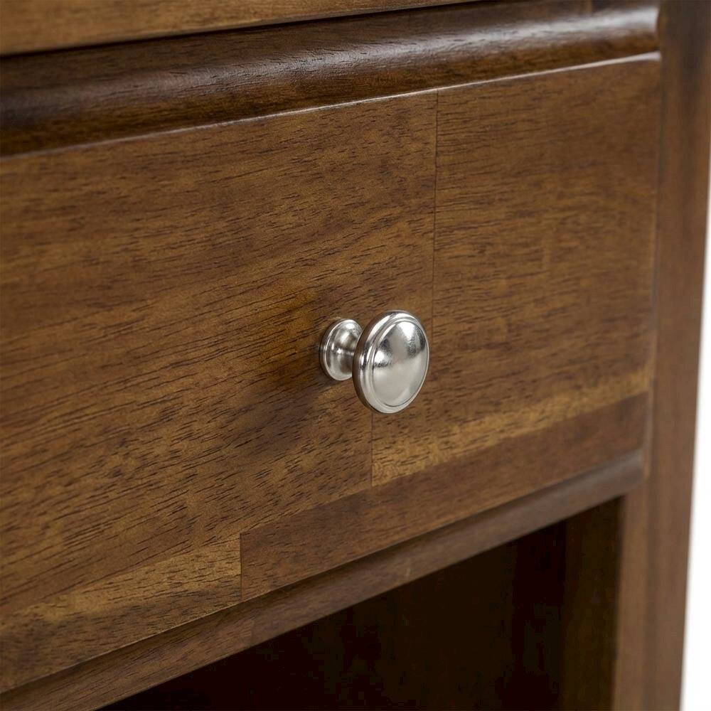 Back. FurniFact - Small Nightstand with Wood Drawer in Antique Walnut Finish for Bedroom Storage - Antique Walnut.