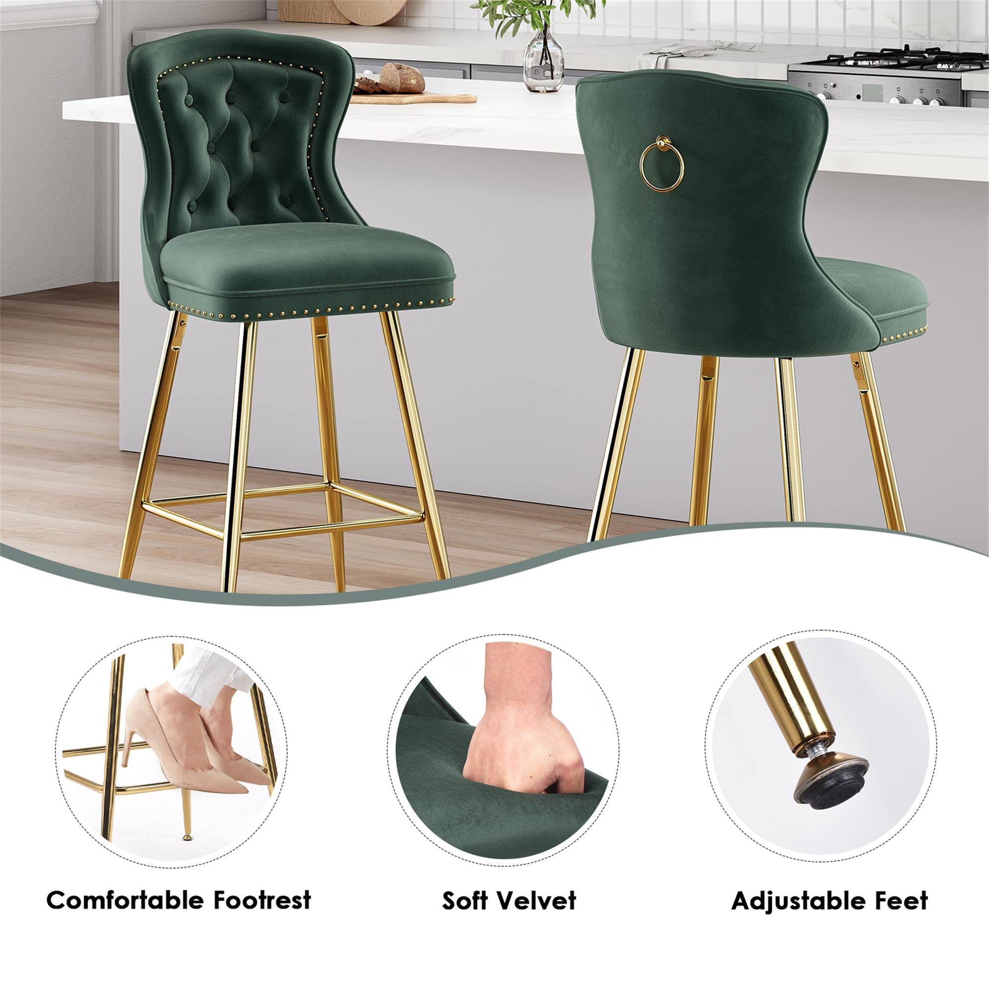 Comfortable Footrest  
Soft Velvet  
Adjustable Feet