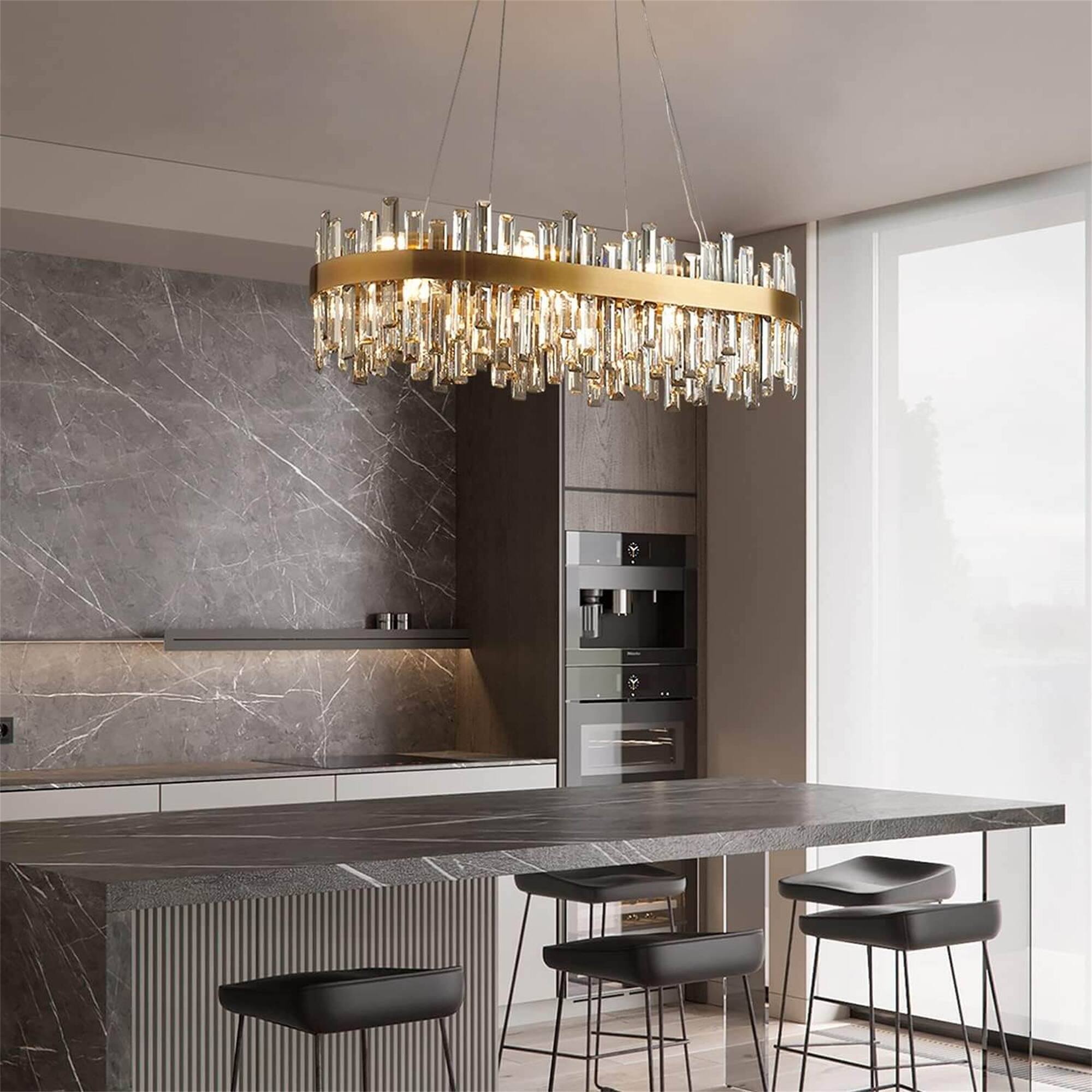 Back. Siljoy - Luxora Dual-tone Crystal Chandelier - Gold.